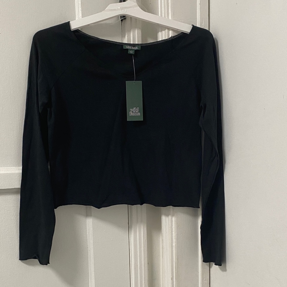 wild fable Black Cropped Long-Sleeve Top